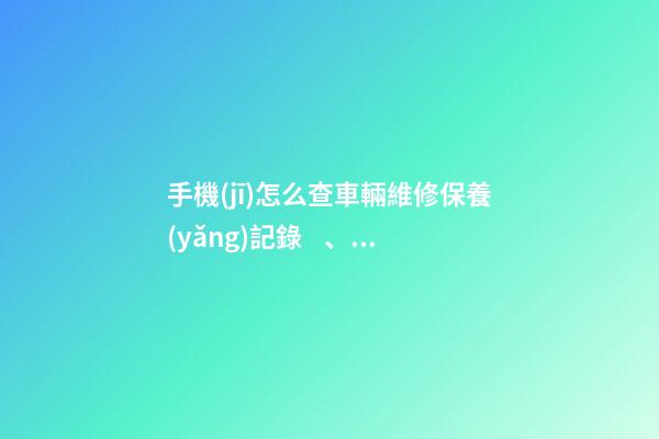 手機(jī)怎么查車輛維修保養(yǎng)記錄、二手車查詢車況？